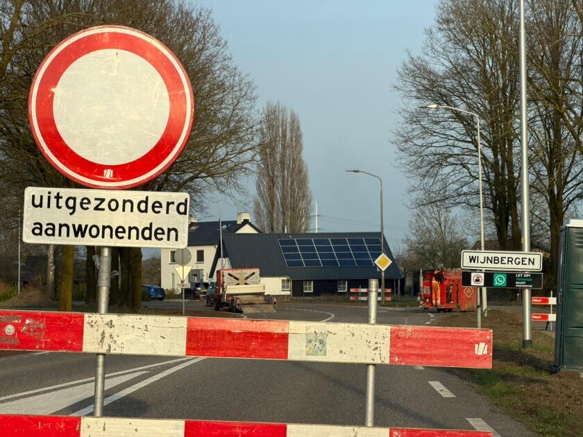 Wegafsluiting Doetinchemseweg bij Wijnbergen zorgt voor extra reistijd